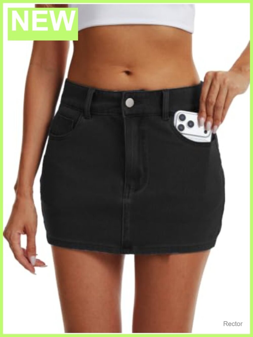 Women's Jean Mini Skirt Mid Rise High Stretch Bodycon Denim Skirt